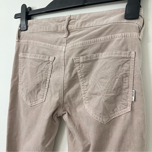 MOTHER The Looker Ankle Skinny Velvet Pants in Beige/Cream colour - Picture 8 of 13